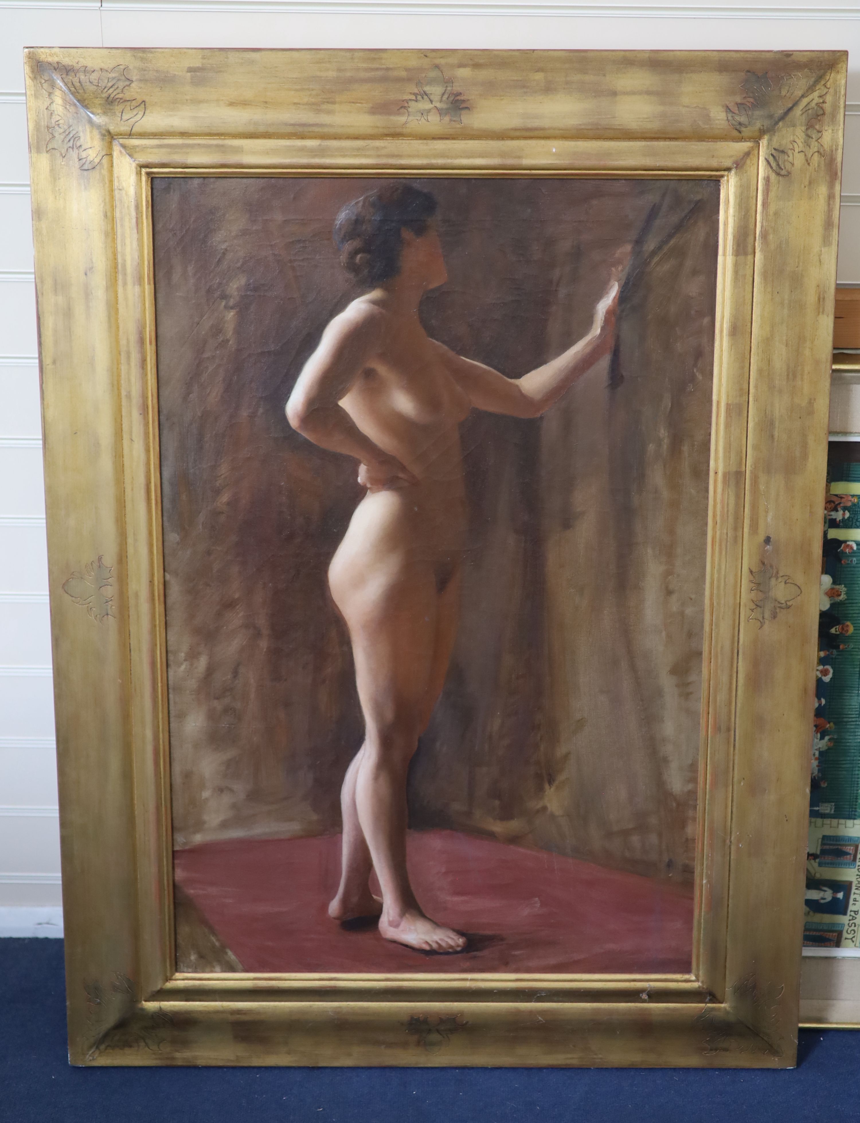 Margaret Lindsay Williams (1888-1960), Standing female nude in a studio, Oil on canvas, 90x 60cm.